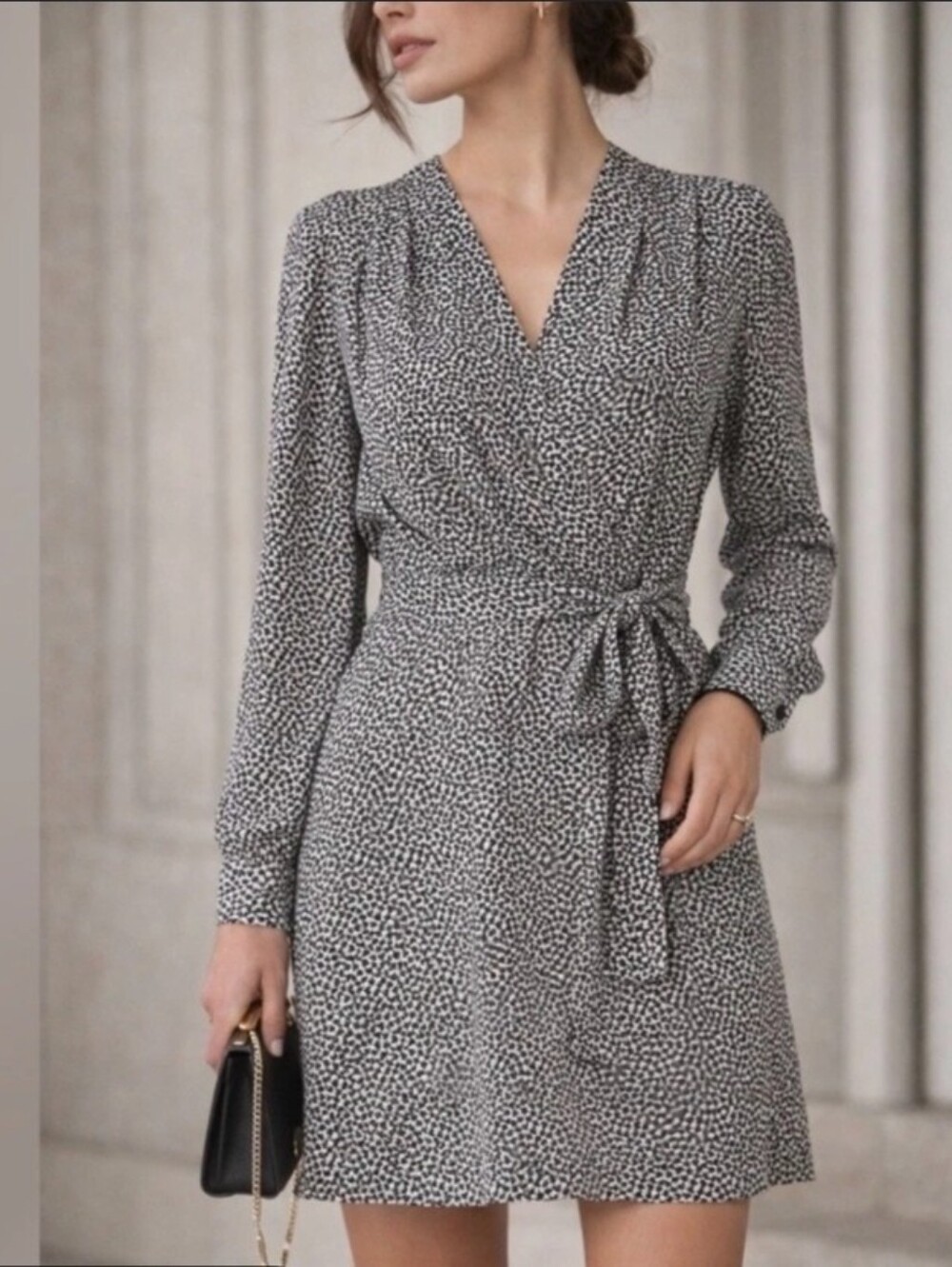 L'AGENCE Diego Faux Wrap Silk Dress